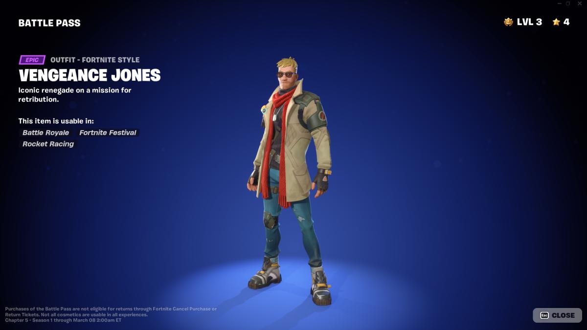 Fortnite Chapter 5 Battle Pass Vengeance Jones skin